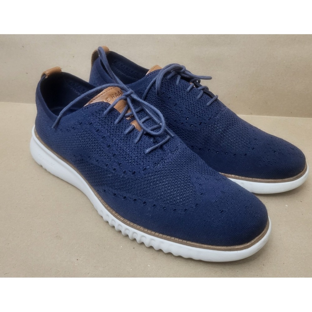 Cole Haan 2 Zerogrand (Sz 12 M) Stitchlite Blue Mens Knit Grand OS Wingtip